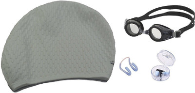 JERN Premium Complete Swimming Kit with Oval Dot Cap ( Grey ) Swimming Kit