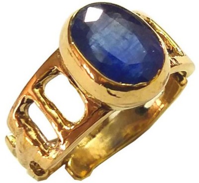 RS JEWELLERS RS JEWELLERS Gemstones 5.25 Ratti Ring Brass Sapphire Gold Plated Ring