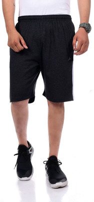 Zeffit Self Design Men Black Regular Shorts