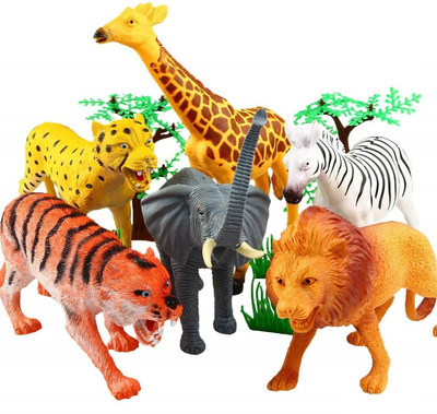 Skywalk Pack of 6 Wild Jungle Animal Realistic Feel and Touch Role Play Pretend Play(Multicolor)
