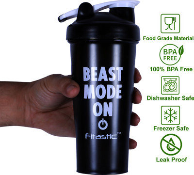 Fitastic 700 ml PET Shaker(Pack of 1, Black)