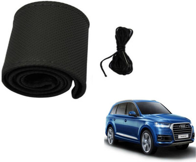 Auto Hub Hand Stiched Steering Cover For Audi Q7(Black, Leatherite)