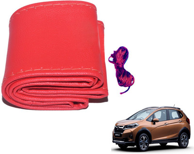 Auto Hub Hand Stiched Steering Cover For Honda NA(Red, Leatherite)