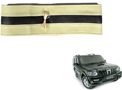 Auto Hub Hand Stiched Steering Cover For Mahindra Scorpio(Beige, Black, Leatherite)