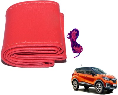 Auto Hub Hand Stiched Steering Cover For Renault NA(Red, Leatherite)