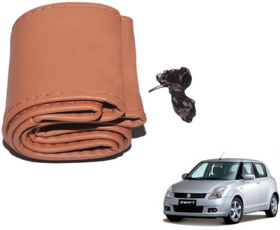 Auto Hub Hand Stiched Steering Cover For Maruti Swift(Brown, Leatherite)