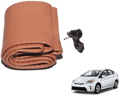 Auto Hub Hand Stiched Steering Cover For Toyota Prius(Brown, Leatherite)