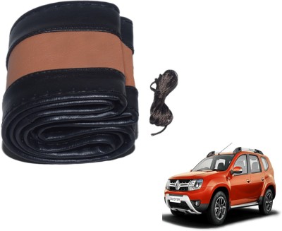Auto Hub Hand Stiched Steering Cover For Renault Duster(Black, Brown, Leatherite)