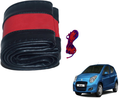 Auto Hub Hand Stiched Steering Cover For Maruti A-Star(Black, Red, Leatherite)