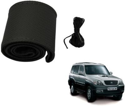 Auto Hub Hand Stiched Steering Cover For Hyundai Terracan(Black, Leatherite)