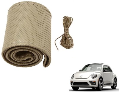 Auto Hub Hand Stiched Steering Cover For Volkswagen Beetle(Beige, Leatherite)
