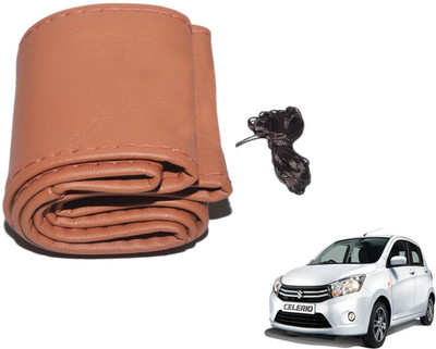 Auto Hub Hand Stiched Steering Cover For Maruti Celerio(Brown, Leatherite)
