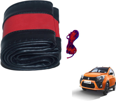 Auto Hub Hand Stiched Steering Cover For Maruti Celerio(Black, Red, Leatherite)