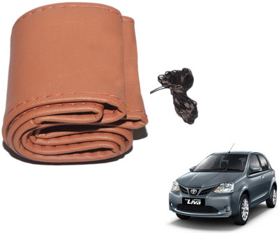 Auto Hub Hand Stiched Steering Cover For Toyota Etios Liva(Brown, Leatherite)