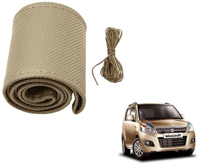 Auto Hub Hand Stiched Steering Cover For Maruti WagonR(Beige, Leatherite)