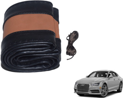 Auto Hub Hand Stiched Steering Cover For Audi A7(Black, Brown, Leatherite)