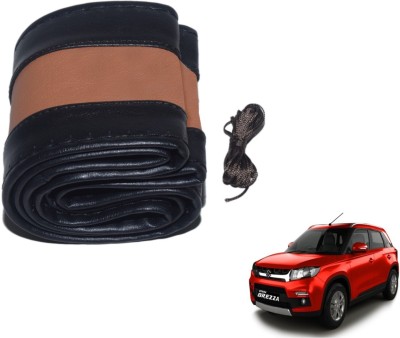 Auto Hub Hand Stiched Steering Cover For Maruti Vitara(Black, Brown, Leatherite)