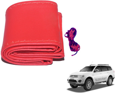 Auto Hub Hand Stiched Steering Cover For Mitsubishi Pajero Sport(Red, Leatherite)