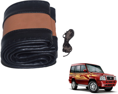 Auto Hub Hand Stiched Steering Cover For Tata Sumo(Black, Brown, Leatherite)
