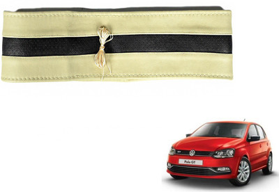 Auto Hub Hand Stiched Steering Cover For Volkswagen Polo GT(Beige, Black, Leatherite)
