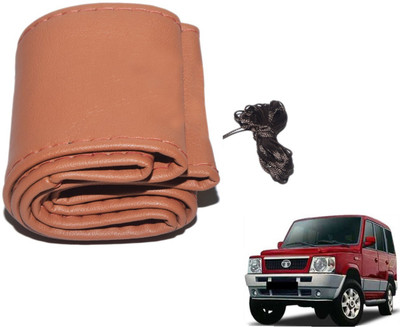Auto Hub Hand Stiched Steering Cover For Tata Sumo(Brown, Leatherite)