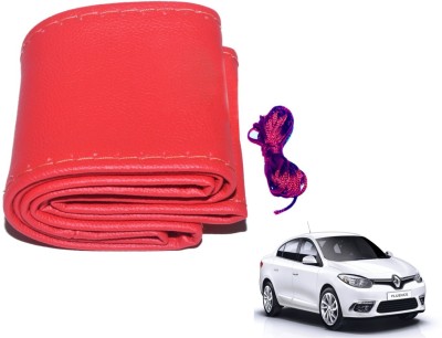 Auto Hub Hand Stiched Steering Cover For Renault Fluence(Red, Leatherite)