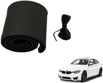Auto Hub Hand Stiched Steering Cover For BMW 325i(Black, Leatherite)
