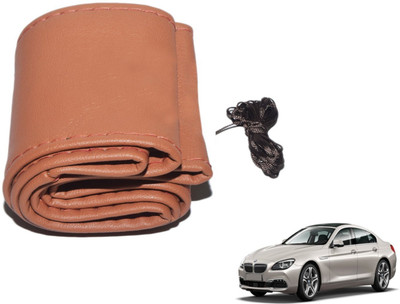 Auto Hub Hand Stiched Steering Cover For BMW 6 Series(Brown, Leatherite)