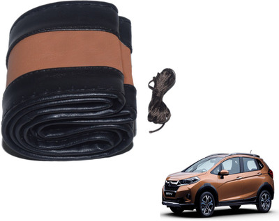 Auto Hub Hand Stiched Steering Cover For Honda NA(Black, Brown, Leatherite)
