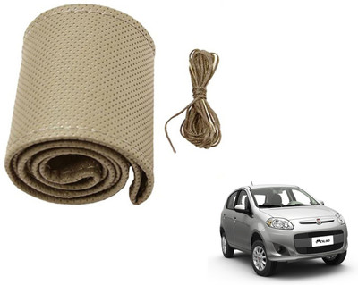 Auto Hub Hand Stiched Steering Cover For Fiat Palio(Beige, Leatherite)