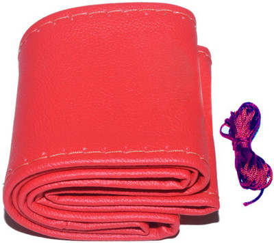 Auto Hub Hand Stiched Steering Cover For Chevrolet Beat(Red, Leatherite)