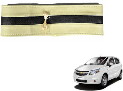 Auto Hub Hand Stiched Steering Cover For Chevrolet Sail UVA(Beige, Black, Leatherite)