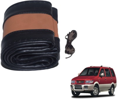 Auto Hub Hand Stiched Steering Cover For Chevrolet Tavera(Black, Brown, Leatherite)