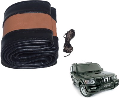 Auto Hub Hand Stiched Steering Cover For Mahindra Scorpio(Black, Brown, Leatherite)