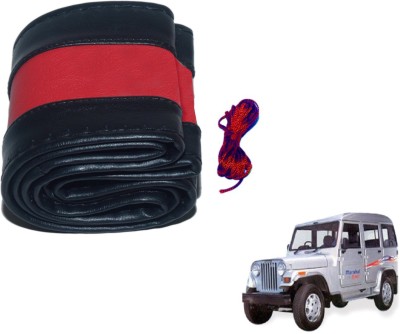 Auto Hub Hand Stiched Steering Cover For Mahindra Marshal(Black, Red, Leatherite)
