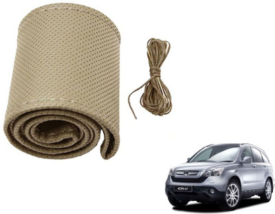 Auto Hub Hand Stiched Steering Cover For Honda CR-V(Beige, Leatherite)
