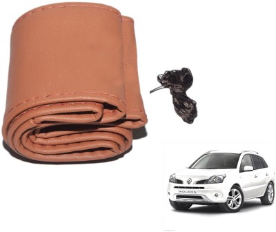 Auto Hub Hand Stiched Steering Cover For Renault Koleos(Brown, Leatherite)