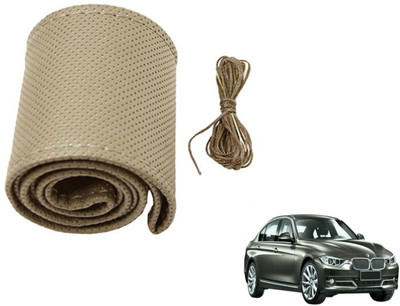 Auto Hub Hand Stiched Steering Cover For BMW 3 Series(Beige, Leatherite)