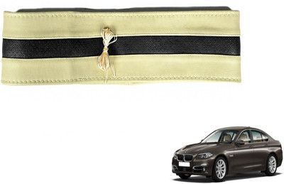 Auto Hub Hand Stiched Steering Cover For BMW 5 Series(Beige, Black, Leatherite)