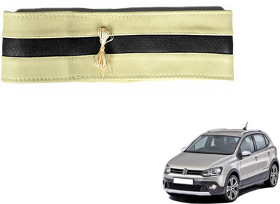 Auto Hub Hand Stiched Steering Cover For Volkswagen Polo Cross(Beige, Black, Leatherite)