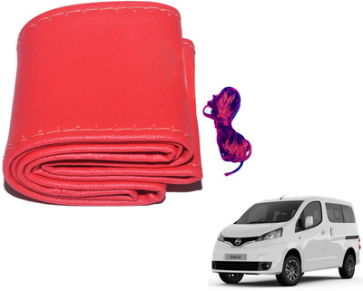 Auto Hub Hand Stiched Steering Cover For Nissan Evalia(Red, Leatherite)