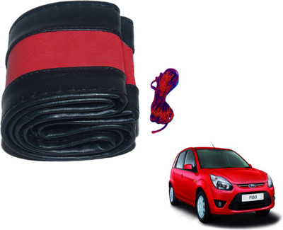 Auto Hub Hand Stiched Steering Cover For Ford Figo(Black, Red, Leatherite)