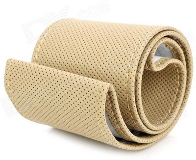 Auto Hub Hand Stiched Steering Cover For Nissan Micra(Beige, Leatherite)
