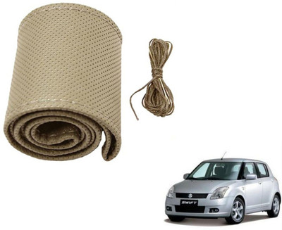 Auto Hub Hand Stiched Steering Cover For Maruti Swift(Beige, Leatherite)