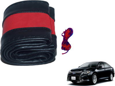Auto Hub Hand Stiched Steering Cover For Toyota Camry(Black, Red, Leatherite)