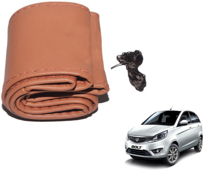 Auto Hub Hand Stiched Steering Cover For Tata Bolt(Brown, Leatherite)