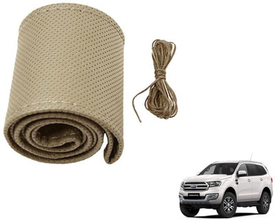 Auto Hub Hand Stiched Steering Cover For Ford Endeavour(Beige, Leatherite)