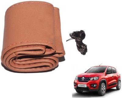Auto Hub Hand Stiched Steering Cover For Renault Kwid(Brown, Leatherite)