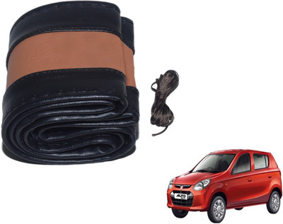 Auto Hub Hand Stiched Steering Cover For Maruti Alto 800(Black, Brown, Leatherite)