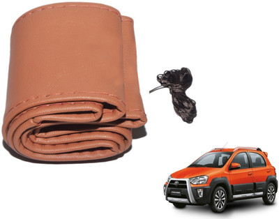 Auto Hub Hand Stiched Steering Cover For Toyota Etios Cross(Brown, Leatherite)